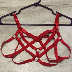 Adjustable red bra harness